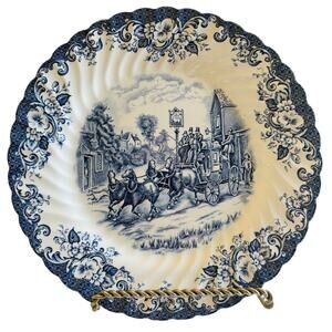 JOHNSON BROTHERS ENGLAND COACHING SCENES Blue & White DINNER PLATE